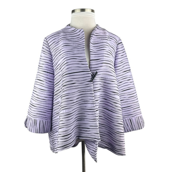 IC by Connie K Toggle Button Artsy Asymmetrical Textured Jacket Plus Size 3X - Picture 15 of 16
